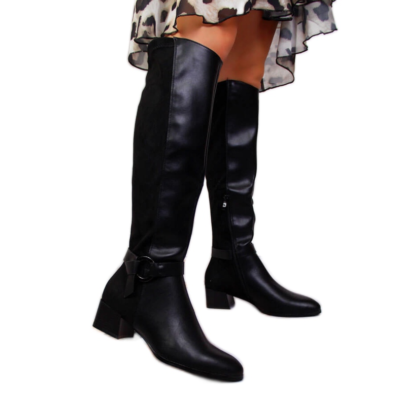 Černé dámské kozačky Filippo na špalku černá