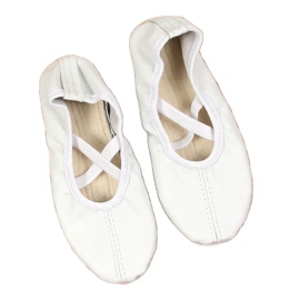 Kožené dámské baletní boty s gumičkami, bílé Nazo bílý