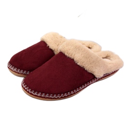 Maroon Cloxx domácí dámské pantofle s kožíškem červený