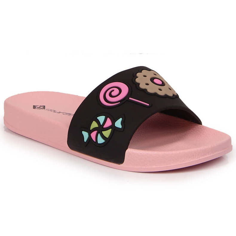 Černé dívčí pantofle do bazénu Atletico černá růžový Černé dívčí pantofle do bazénu Atletico černá růžový