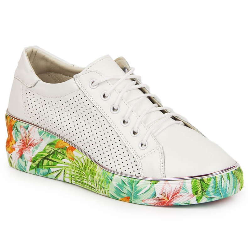 Dámské kožené boty na klínku bílé Artiker bílý