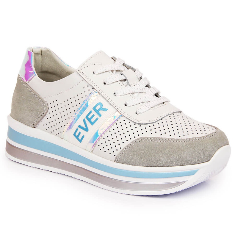 Kožené boty s holo platformou v bílé barvě Filippo bílý šedá