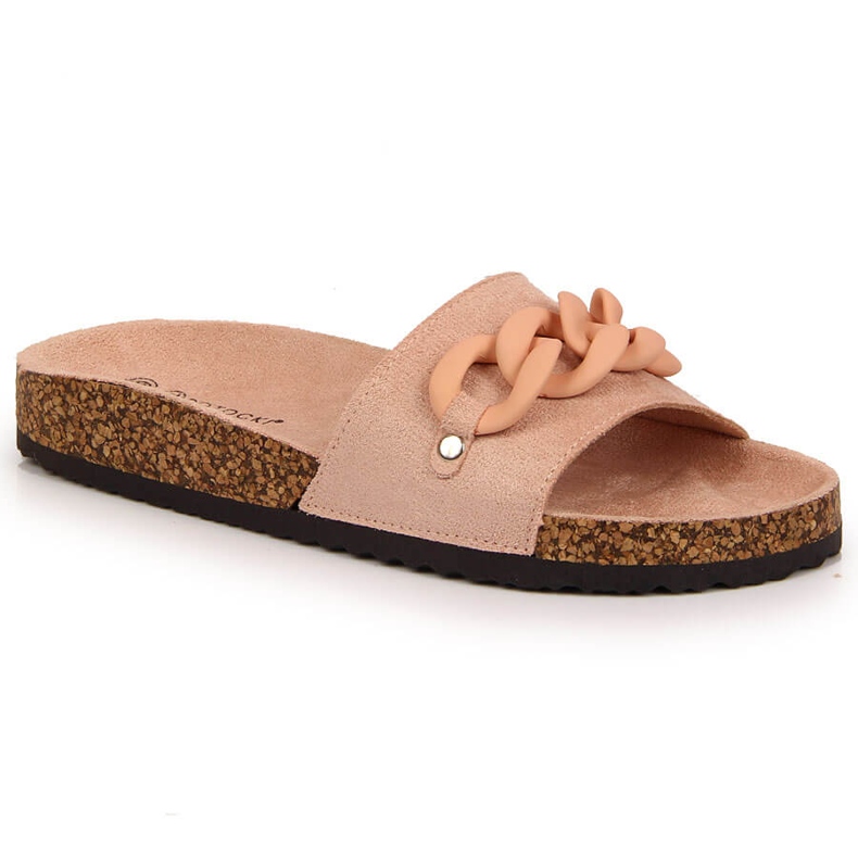 Dámské pantofle s řetízkem pudrově růžové Potocki růžový