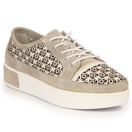 Dámské zlaté prolamované kožené boty Filippo Dámské zlaté prolamované kožené boty Filippo