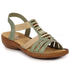 Zelené dámské sandály Rieker 60851-52 s gumičkami zelený