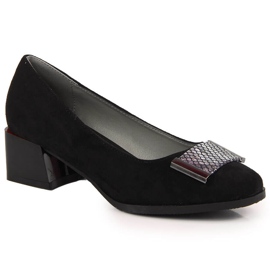 Lodičky na černém semišovém bloku Jezzi černý