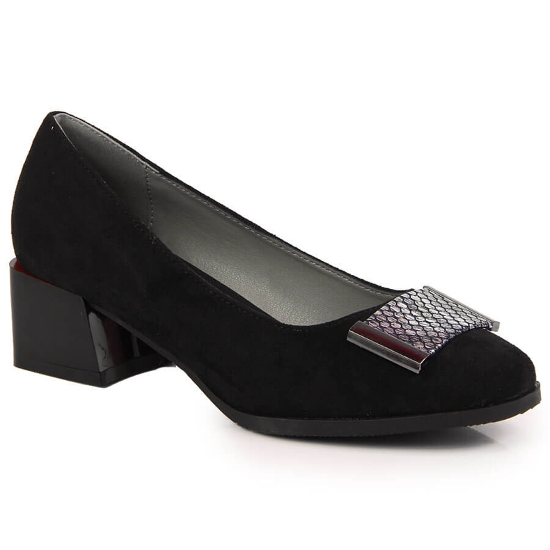 Lodičky na černém semišovém bloku Jezzi černá