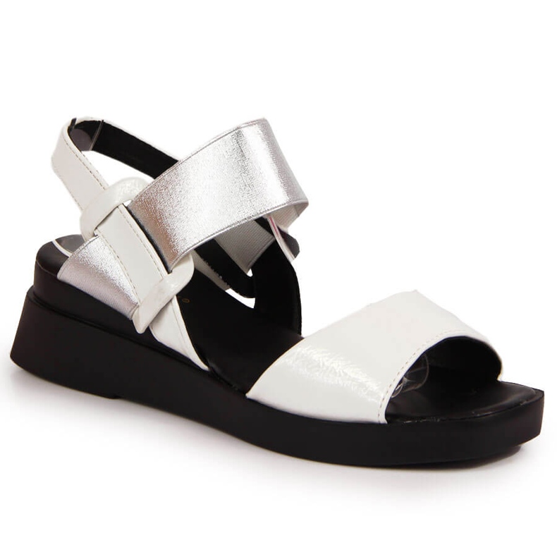 Dámské sandály na klínovém podpatku s bílými Potocki Dámské sandály na klínovém podpatku s bílými Potocki