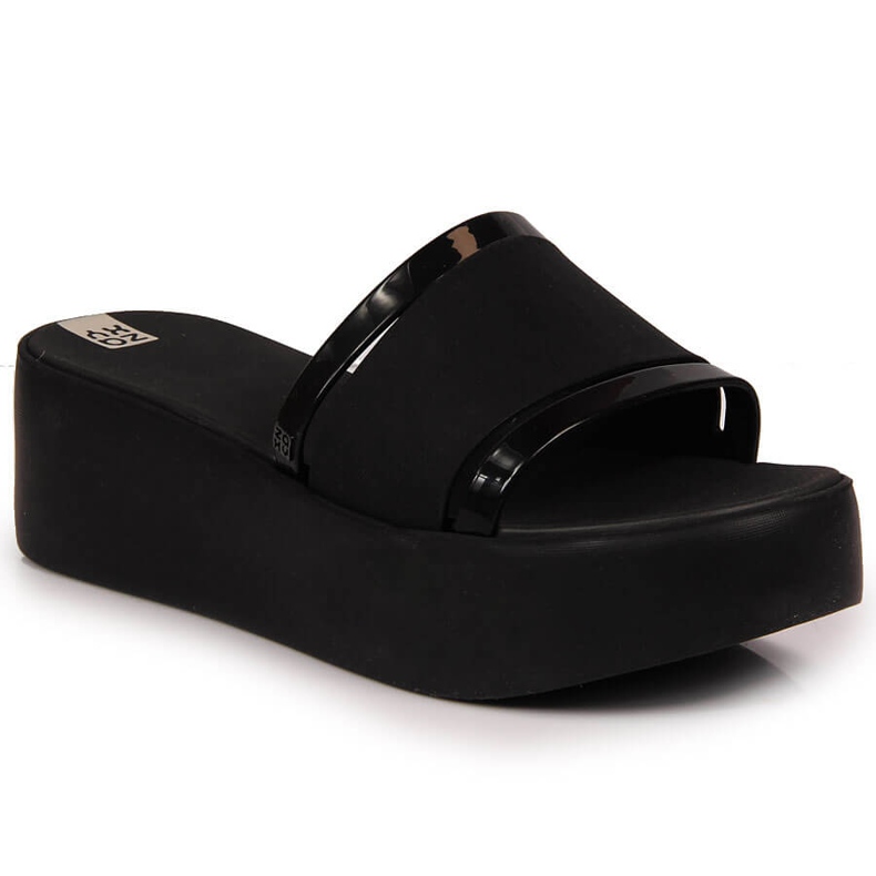 Černé Dámské gumové pantofle na platformě Zaxy HH285197 černá