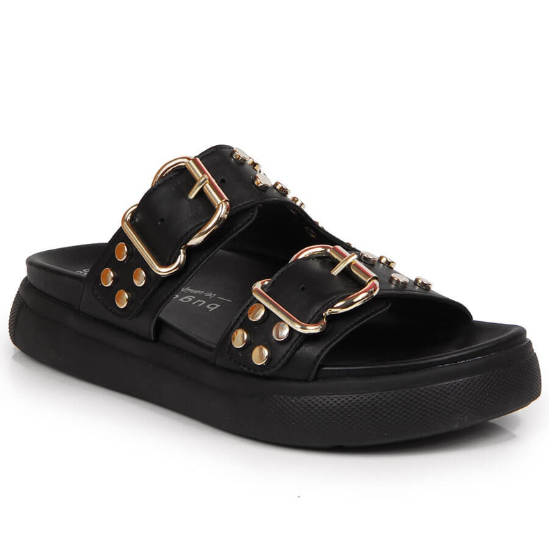 Dámské pantofle s nýty černé Bugatti JJ253070 černá