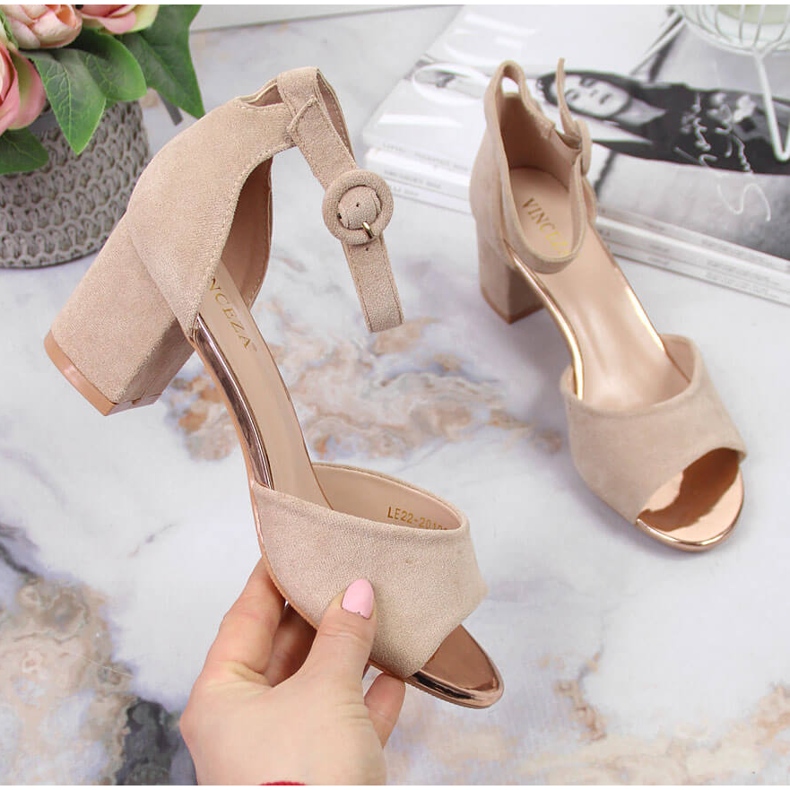 Dámské sandály na béžovém sloupku Vinceza béžový