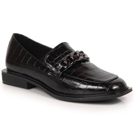 S.Barski Dámské boty s řetízkem croco black S. Barski černý