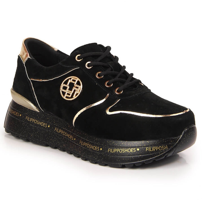 Dámská sportovní kůže na černé platformě Filippo černá