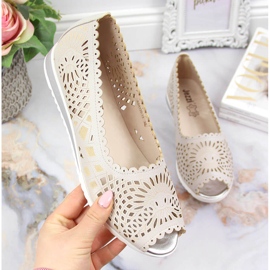 Prolamované, otevřená špička, béžové dámské boty Jezzi béžový Prolamované, otevřená špička, béžové dámské boty Jezzi béžový