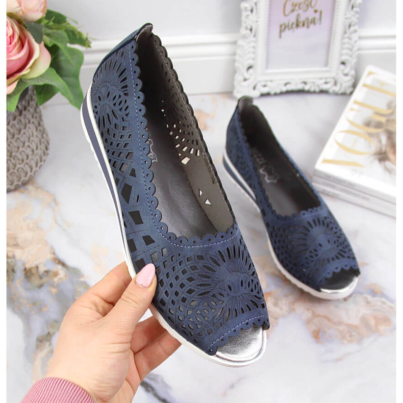 Dámské prolamované boty s otevřenou špičkou, tmavě modrá Jezzi námořnická modrá