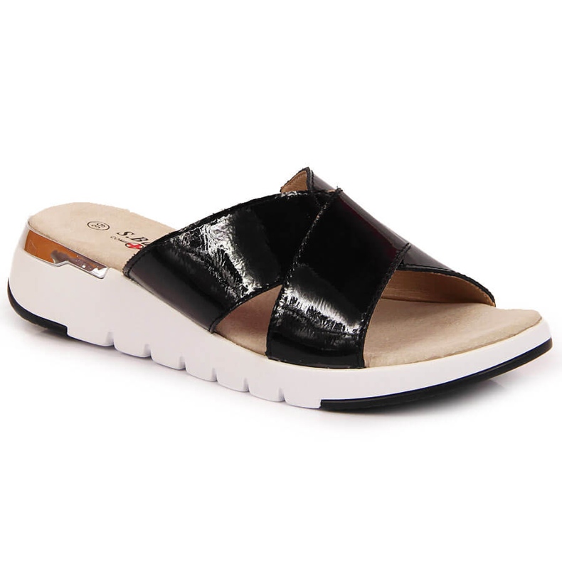 S.Barski Dámské černé lakované pantofle S. Barski černá