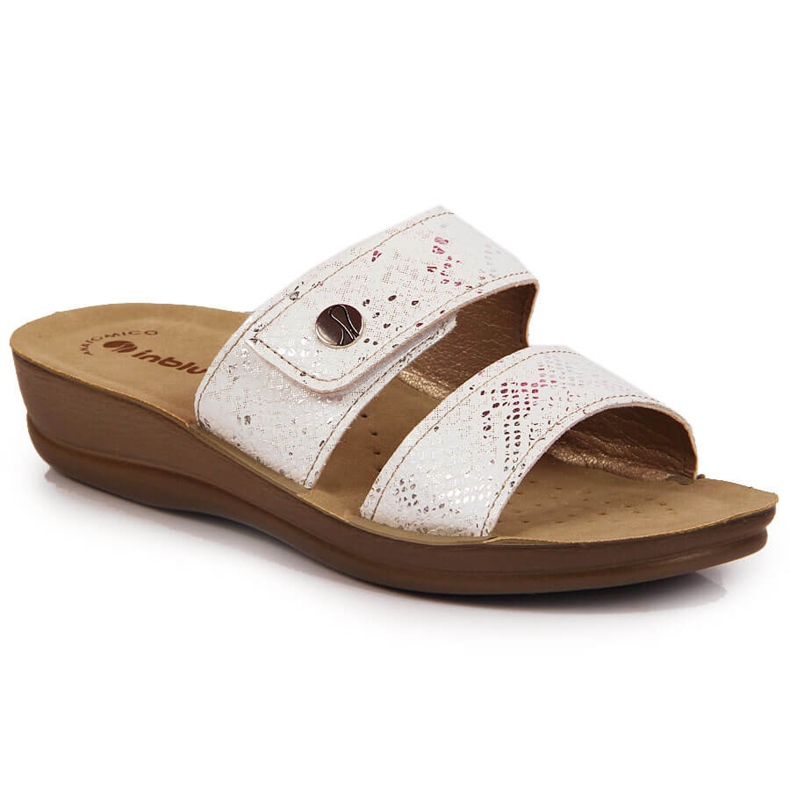 Bílé dámské pantofle na suchý zip Inblu bílý