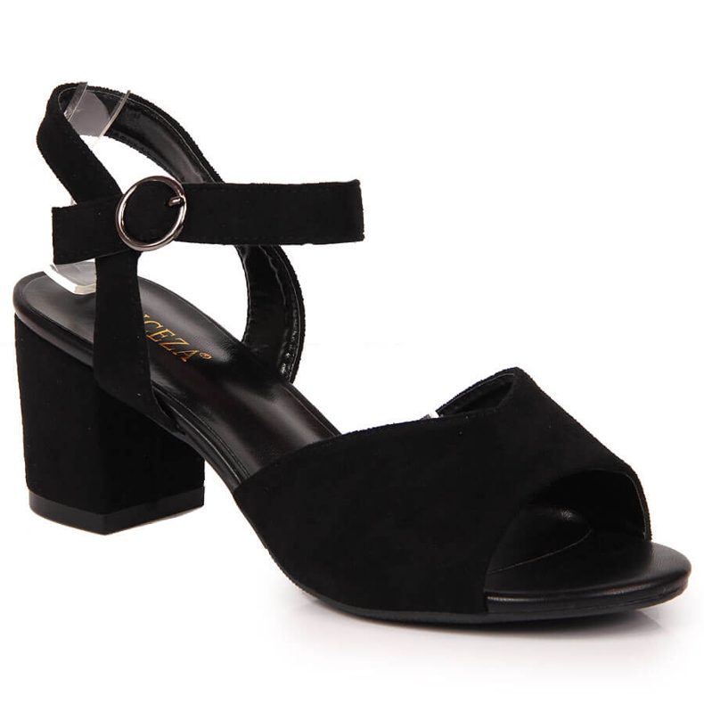 Dámské sandály na post černé semišové Vinceza černá