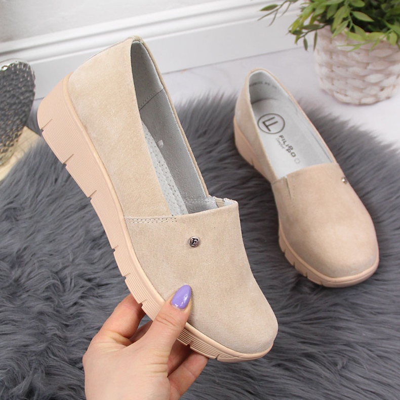 Pohodlné dámské kožené boty, béžová Filippo béžový