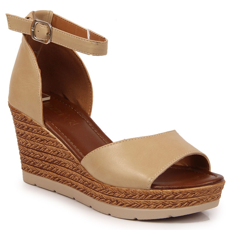Dámské béžové sandály na klínku Jezzi béžový
