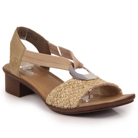Dámské béžové sandály na vysokém podpatku Rieker 62664-61 béžový