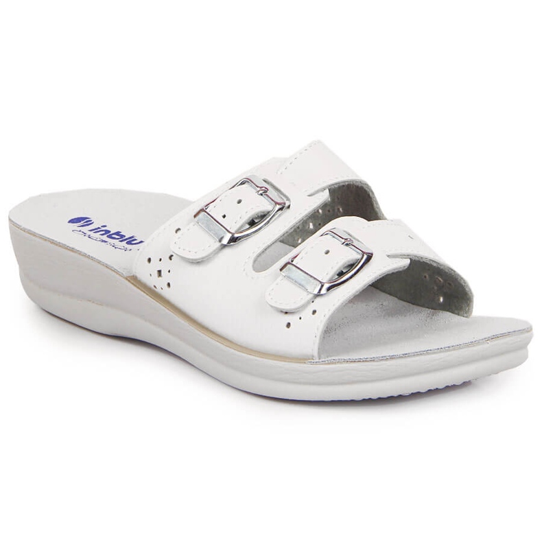 Dámské bílé sanitární pantofle na klínku Inblu bílý Dámské bílé sanitární pantofle na klínku Inblu bílý