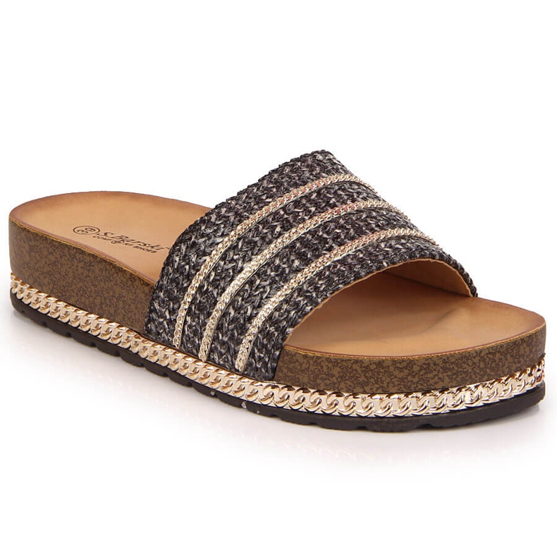 S.Barski Černé dámské černé pantofle na platformě S. Barski černá