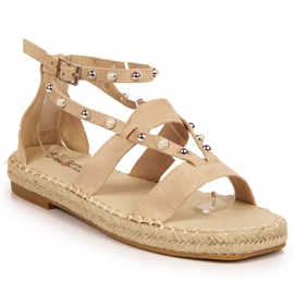 S.Barski Dámské sandály, espadrilky s béžovými perlami, S. Bararski S.Barski Dámské sandály, espadrilky s béžovými perlami, S. Bararski