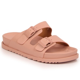 S.Barski Gumové dámské pantofle se sponami jasně růžové S. Barski růžový