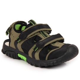 Chlapecké khaki sandály na suchý zip American Club zelený