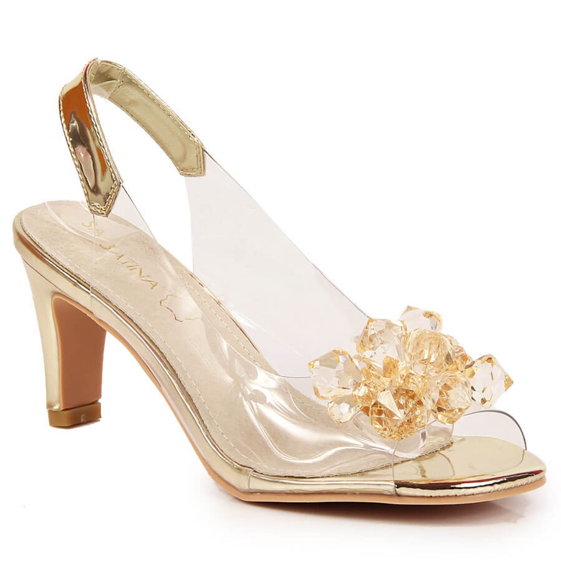 Transparentní dámské sandály se zlatými kamínky Sabatina