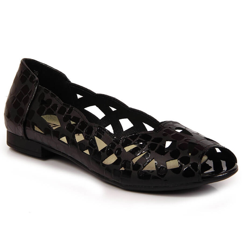 Dámské černé prolamované baleríny boty Jezzi černá Dámské černé prolamované baleríny boty Jezzi černá