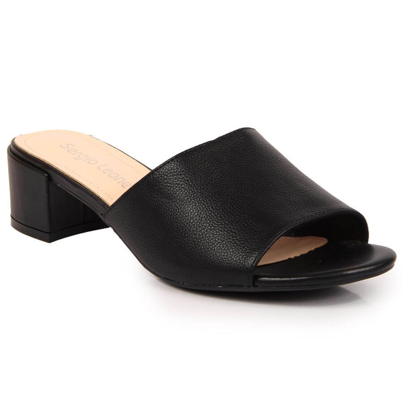 Dámské černé pantofle na bloku od Sergio Leone černá