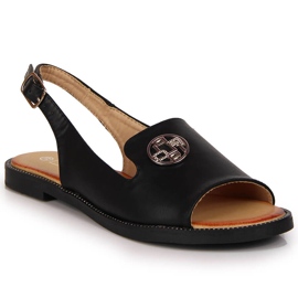 Dámské sandály s černou ozdobou Filippo černý