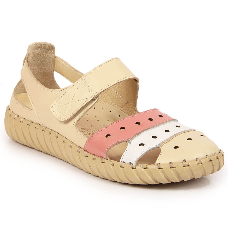 Dámské kožené sandály s prolamovaným Artiker béžový