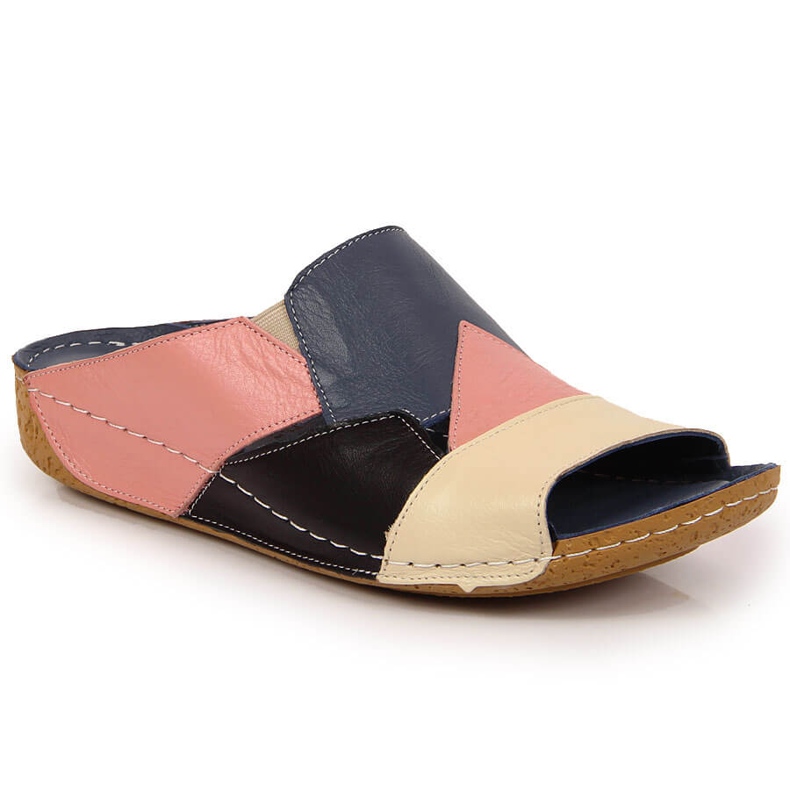 Pohodlné barevné kožené dámské pantofle Artiker vícebarevný