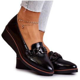 Vinceza Lakované boty na klínku Black Melodies černá