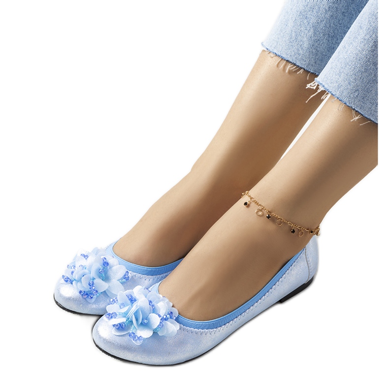 Modré metalické baleríny modrý