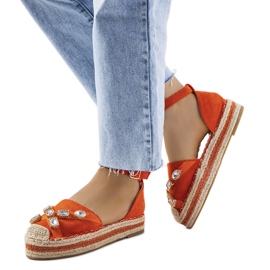 Oranžové espadrilky s kubickou zirkonií Taimi oranžový Oranžové espadrilky s kubickou zirkonií Taimi oranžový