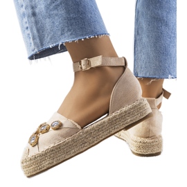 Béžové espadrilky s kubickou zirkonií Taimi béžový