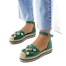 Zelené espadrilky s kubickou zirkonií Taimi zelená Zelené espadrilky s kubickou zirkonií Taimi zelená