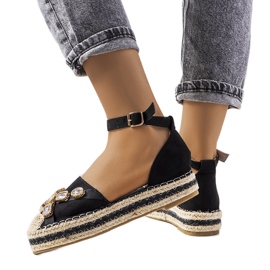 Černé espadrilky s kubickou zirkonií Taimi černý