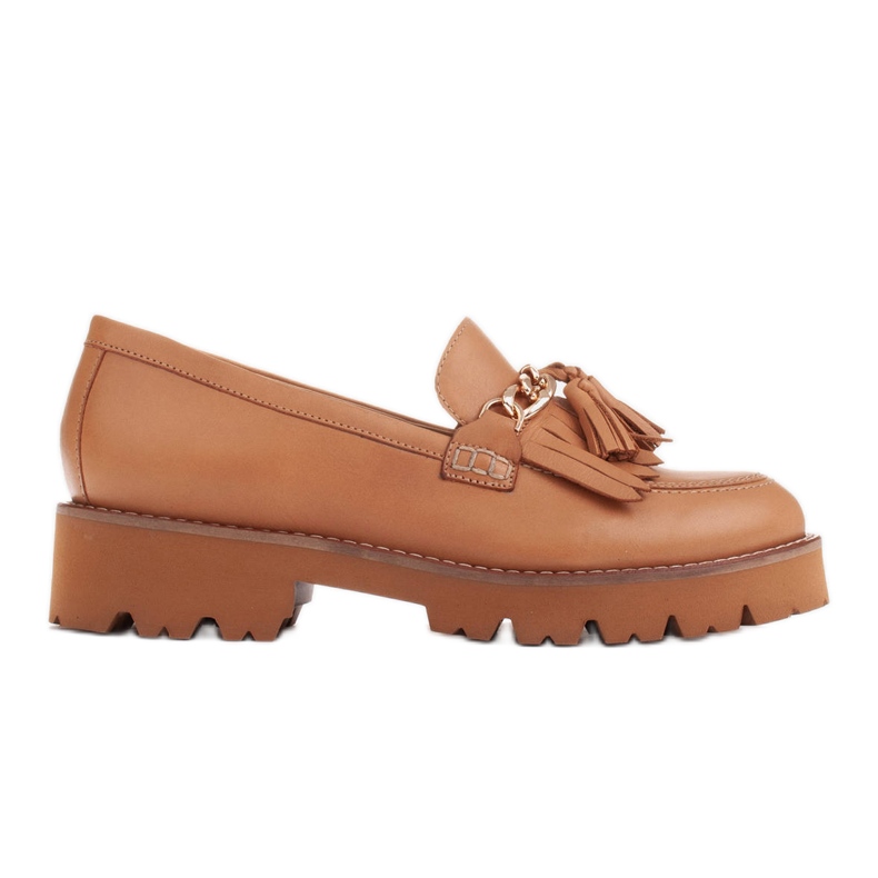 Marco Shoes Mokasíny se zlatým řetízkem na lehké podrážce béžový