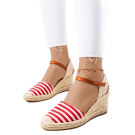 Červené espadrilky na klínu Garvan béžový červený