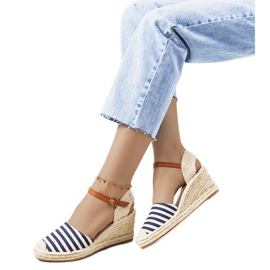 Námořnické modré espadrilky na klínu Garvan béžový námořnická modř