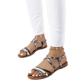 Černé dámské sandály Reeta bílý černý