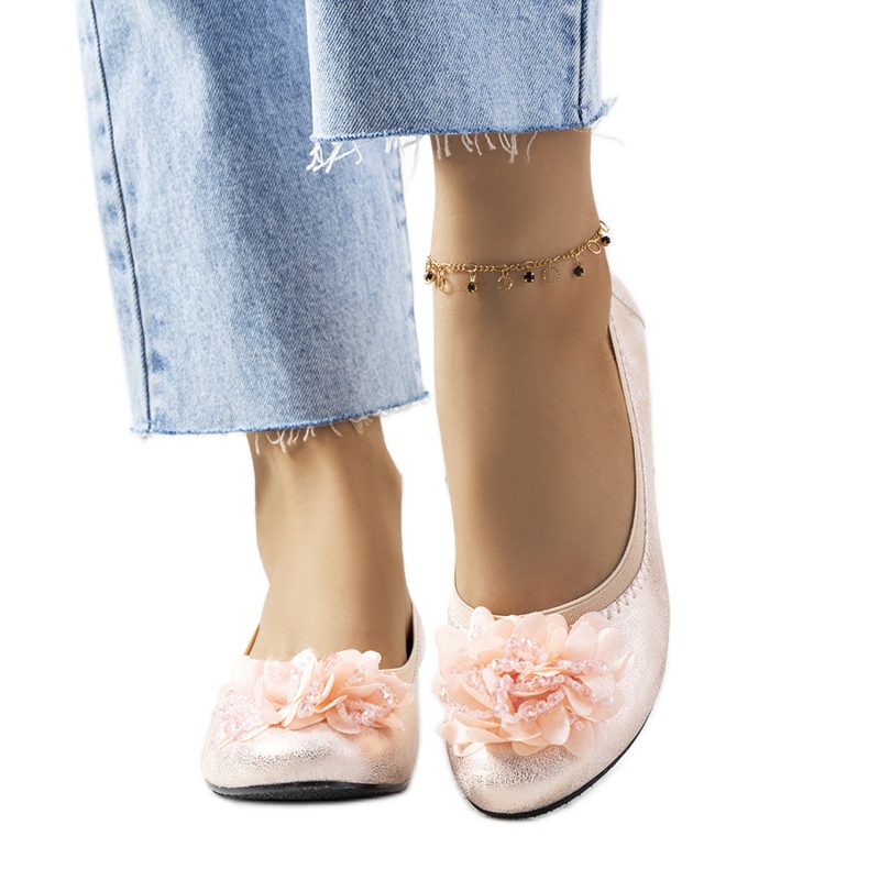 Duff růžové metalické baleríny růžový