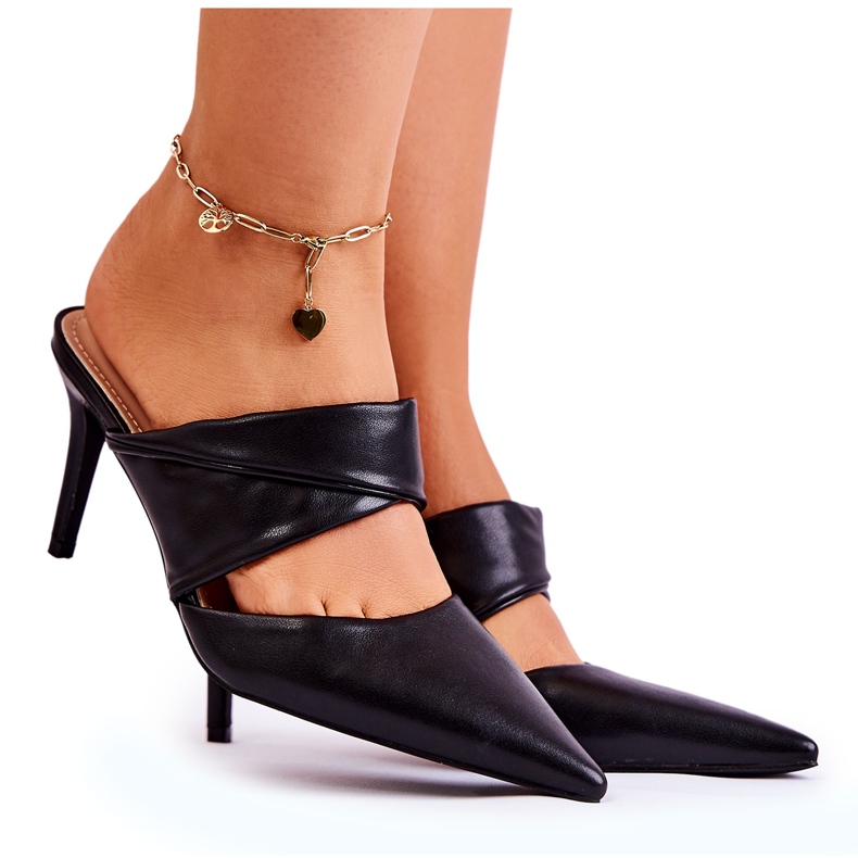 Kožené Pantofle Na černé Aveline černá