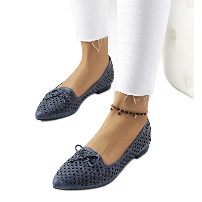 Prolamované baleríny Gayle v námořnické modři modrý