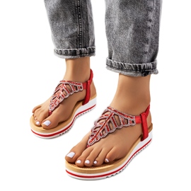 Červené sandály na platformě Ahola